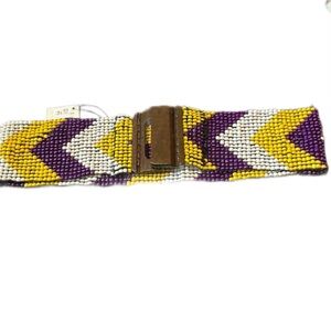 Purple and yellow beaded belt size s/m